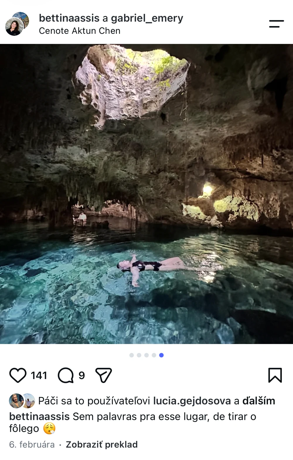 Príspevok @bettinaassis z Mexika: Cenote Aktun Chen